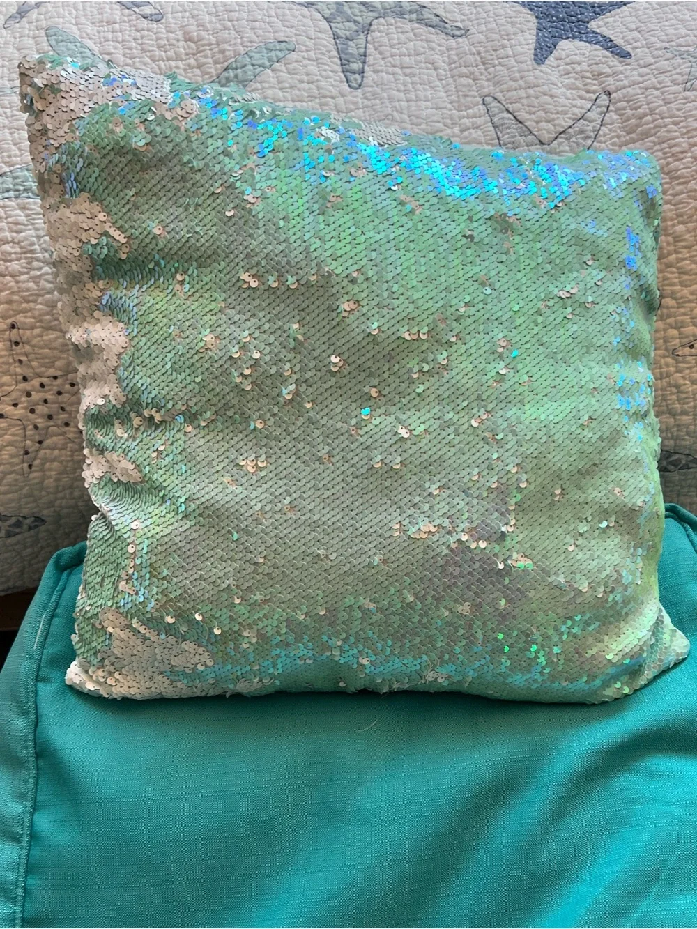 Mermaid sequin throw pillow